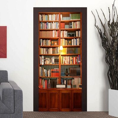 Vintage Bookcase Door Mural Sticker Self Adhesive Decal Interior Home Decoration X 2 Packs