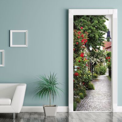 Rose Alleyway Door Mural Self Adhesive Decal Interior Home Decoration X 2 Packs