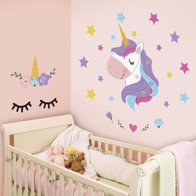 Sleepy Unicorns Kids Wall Stickers Art Mural Children'S Nursery Baby Bedroom