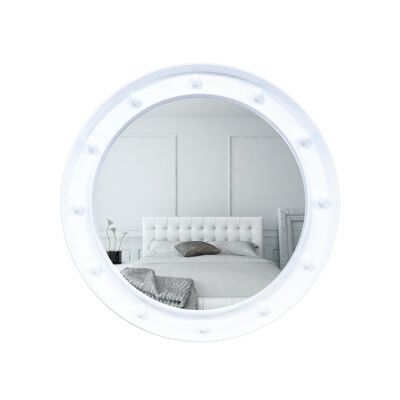 White Hollywood Vanity Round Wall Mirror for Living Room, Bedroom Home Decor