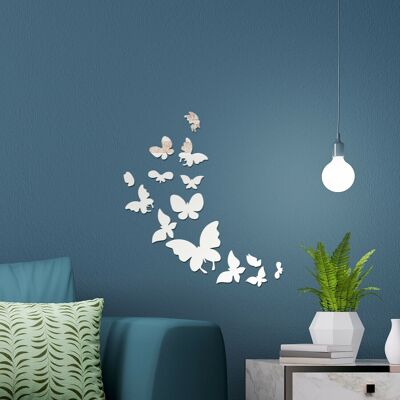 Butterflies 3D Crystal Mirror Wall Sticker Murals Decals Art Bedroom Home Decorations - 14Pcs