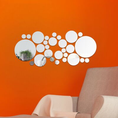 Silver Round Big Acrylic Mirror Art Wall Sticker Murals Decals Art Bedroom Home Decorations