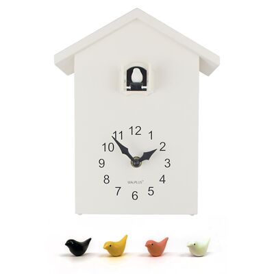 White Cuckoo Table - White Window MinimalisticWall Clock Cuckoo for Bedroom and Living Room Home Decor