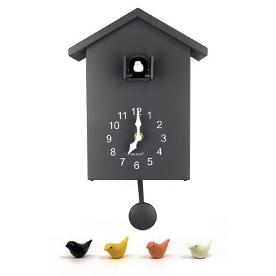 Grey MinimalisticWall Clock Cuckoo for Bedroom and Living Room Home Decor