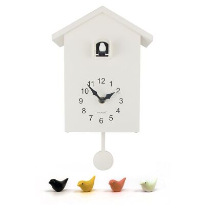 White Cuckoo - White Window Wall Clock Cuckoo for Bedroom and Living Room Home Decor