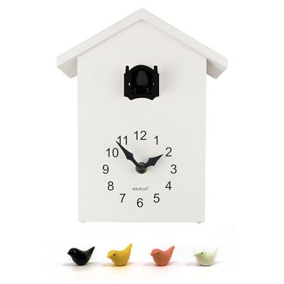 White Cuckoo Table - Black Window Wall Clock Cuckoo for Bedroom and Living Room Home Decor