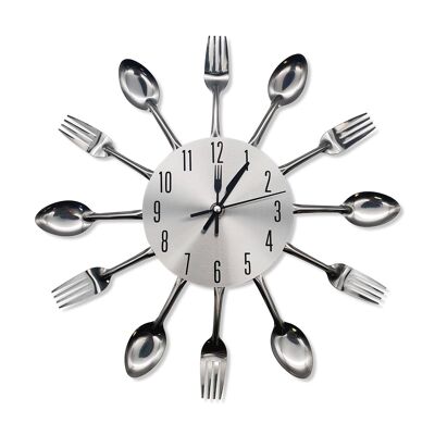 Silver Cutlery Kitchen Wall Clock
