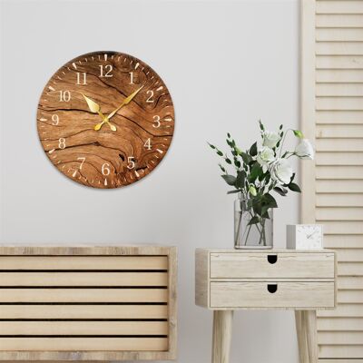 Walnut Wood Effect Wall Clock for Living Room, Bedroom and Offices Home Decor