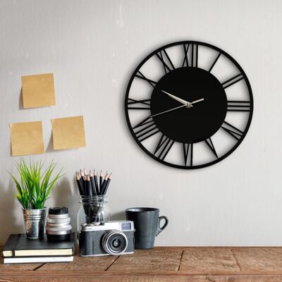 Acrylic Gloss Roman Black Wall Clock for Living Room, Bedroom and Offices Home Decor