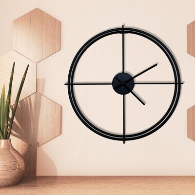 Black Larry's Minimalist Iron Wall Clock Living Room, Bedroom and Offices Home Décor - 50 cm / 19.7 in