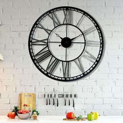 Walplus Industrial Iron Wall Clock Oversize Brown - 70 cm / 27.5 in