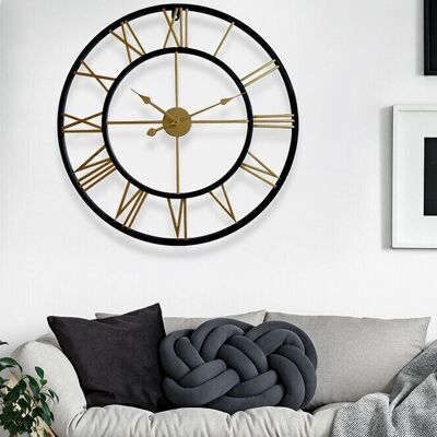 Walplus Black & Gold Roman Wall Clock Oversize - 76 cm / 30 in