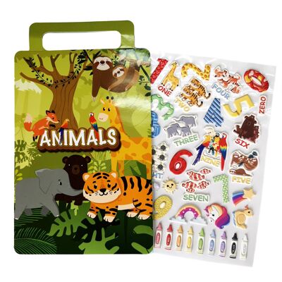 Animal Educational Decal 0 to 9 Kids Foam Gel Clings Window Decor