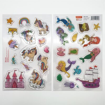 Walplus Magical Unicorns And Mermaids Gel Clings