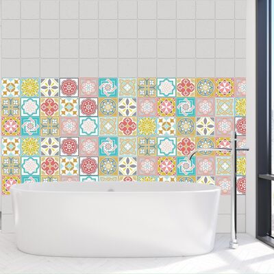 Malia Colourful Tiles Wall Stickers Mix - 10 cm x 10 cm - 24 pcs.