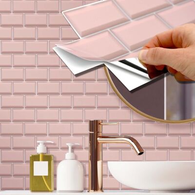 Blush Pink Subway Brick Tile 11.2 x 5.5 inches / 28.5 x 14 cm - 24 pcs