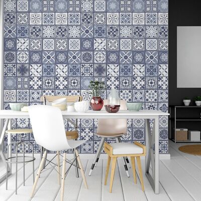 Lisbon Blue Tiles Wall Stickers - 20 x 20 cm (7.9 x 7.9 in) - 12 pcs.