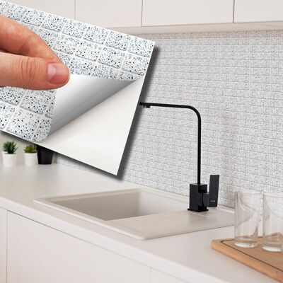 Terrazzo Silver Touch Light Mosaic Wall Tile 11.2 x 5.5 inches / 28.5 x 14 cm