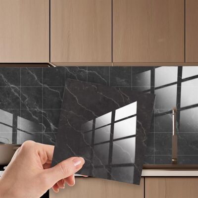 Black Ink Marble Stone Tile Sticker 6 x 6 inches / 15.24 x 15.24cm - 12pcs in a pack