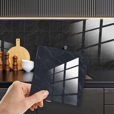Dark Grey Marble Stone Tile Sticker 6 x 6 inches / 15.24 x 15.24cm - 12pcs in a pack