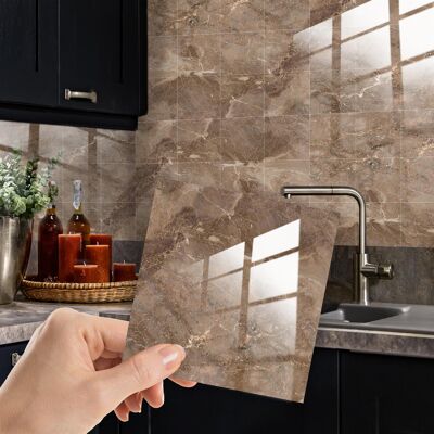 Copper Brown Marble Stone Tile Sticker 6 x 6 inches / 15.24 x 15.24cm - 12pcs in a pack
