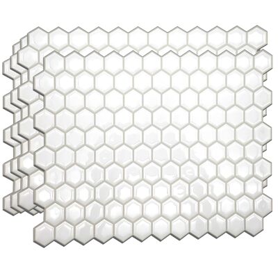 Honey Mini Hexa White Glossy 3D Tile Stickers 28 x 20cm (11 x 8 in) 24pcs in a pack