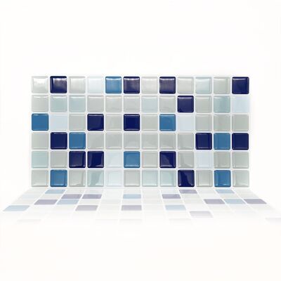 Blue Sea Mosaic Glossy 3D Sticker Tile 30.5 x 15.4cm (12 x 6 in) - 12pcs in a pack