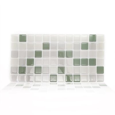 Shades of Green Mosaic Glossy 3D Sticker Tile 30.5 x 15.4cm (12 x 6 in) - 12pcs in a pack