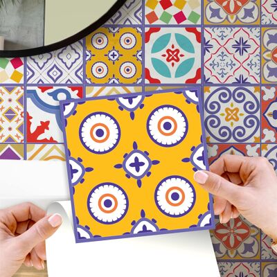 Walplus Colourful Moroccan Tiles Wall Stickers - 15 cm x 15 cm - 24 pcs