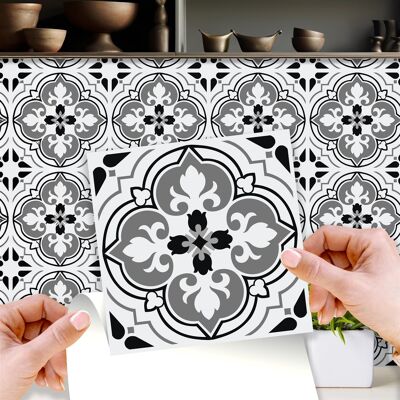 Walplus Seamless Antique Floral Tiles Design Wall Stickers Set 2 - 15 x 15 cm (6 x 6 inches) - 24 pcs