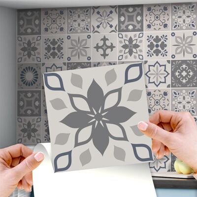 Walplus Palace Light Grey Moroccan Wall Tile Sticker Set - 15 cm x 15 cm - 24 pcs