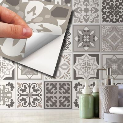 Walplus Noor Light Brown and Beige Mediterranean Wall Tile Sticker Set - 15 cm x 15 cm - 24 pcs