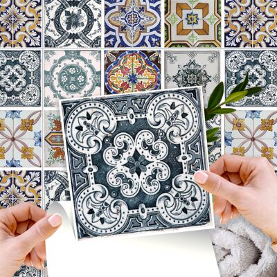 Walplus Corfu Colourful Mediterranean Wall Tile Sticker Set - 15 x 15 cm (6 x 6 in) - 24 pcs