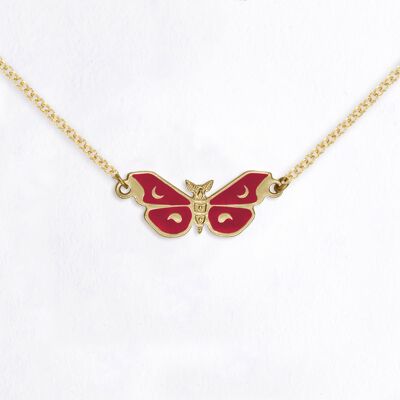 Butterfly necklace gilded with fine gold and enameled