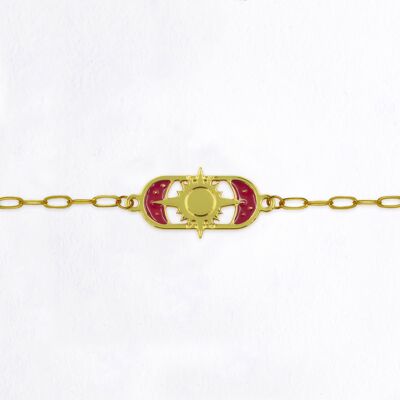 Sun bracelet gilded with fine gold and enameled