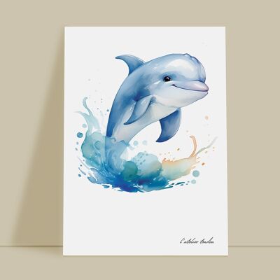 Wanddekoration für das Babyzimmer mit Delfinmotiv – Meeresthema