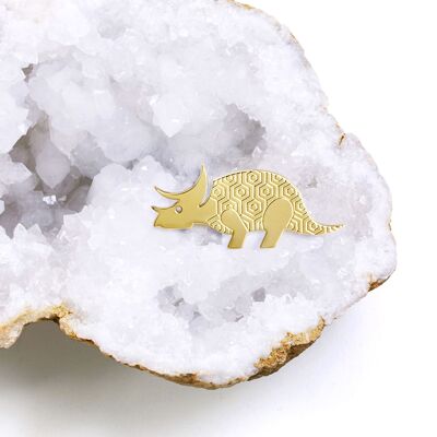 Triceratops pins gilded with fine gold