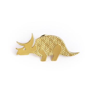 Pins tricératops doré à l'or fin 3