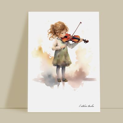 Wanddekoration für das Babyzimmer mit Violine und Mädchen – Thema Leidenschaft