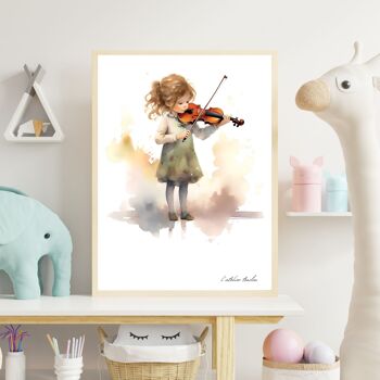 Décoration murale chambre enfant violon fille - Thème passion 3