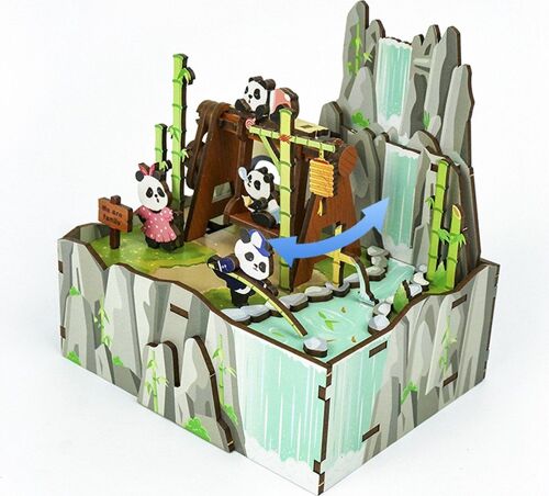 Music box DIY 3D Wooden Puzzle, Panda's Home, Tone-Cheer, TQ057