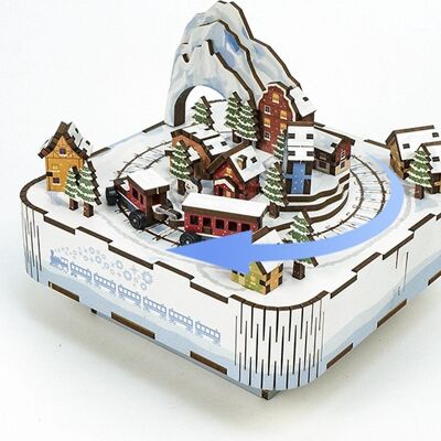 Caja de música DIY 3D Puzzle de madera, Tren de nieve, Tone-Cheer, TQ058