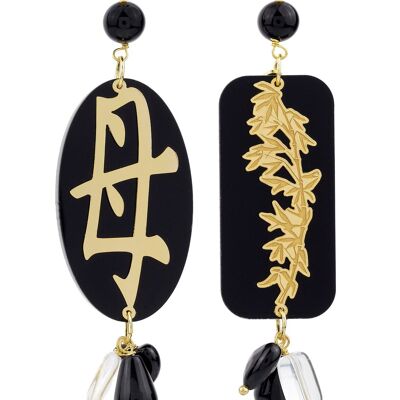 Boucles d'oreilles Mom en plexi noir