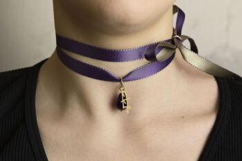 Collier/Bracelet en tissu Purple Mother Kanji 2