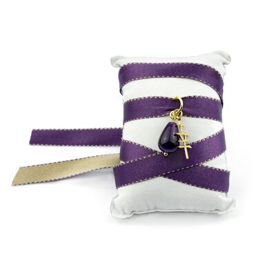 Collar/pulsera de tela Kanji de la suerte púrpura