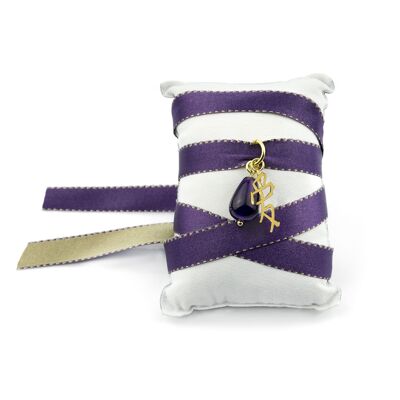 Collar/pulsera de tela Kanji de amor púrpura