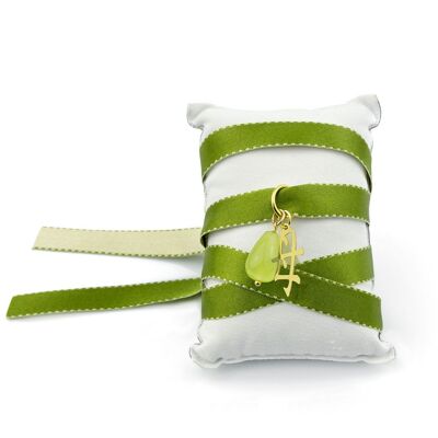Collier/Bracelet en tissu Kanji mère verte
