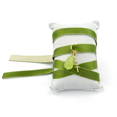 Collier/Bracelet en tissu Kanji porte-bonheur vert