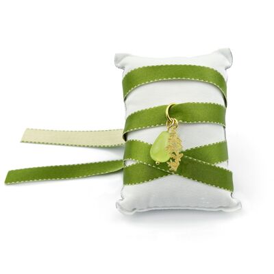 Halskette/Armband aus grünem Kanji-Stoff aus Bambus