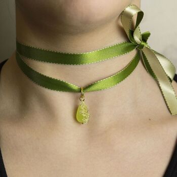 Collier/Bracelet en tissu Kanji en bambou vert 2